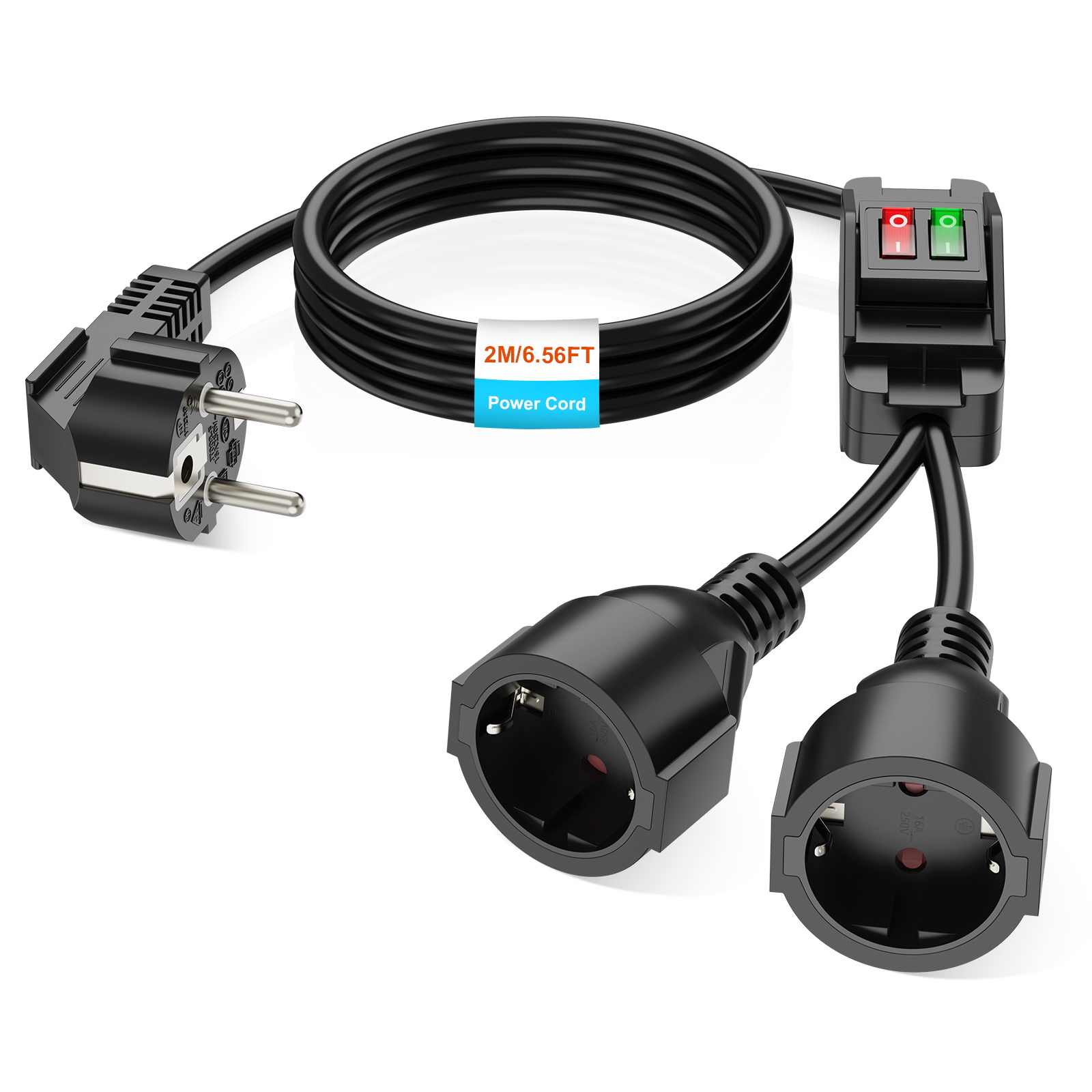 Outdoor Camping Extension Cord - Eu plug 40cm/2m extension cord dual