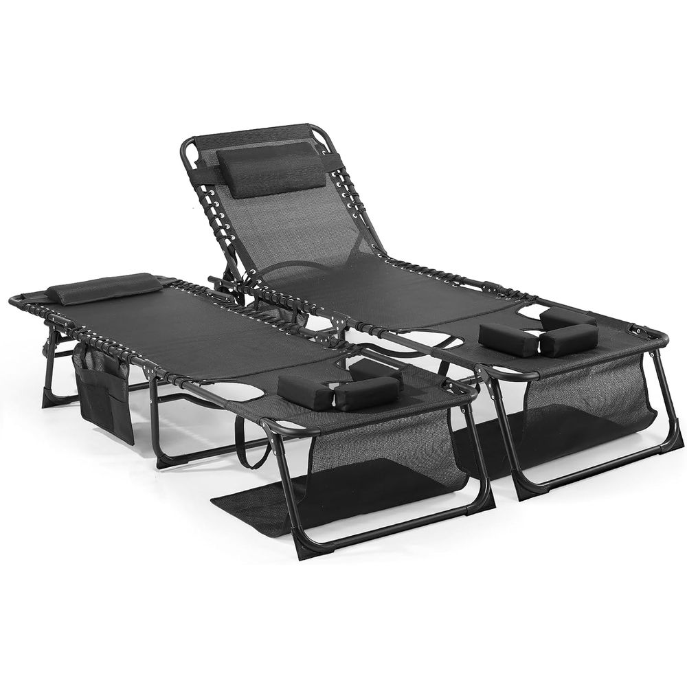 Outdoor Camping Recliner Chairs - Outdoor Lounge Chair with 5-Position Recline