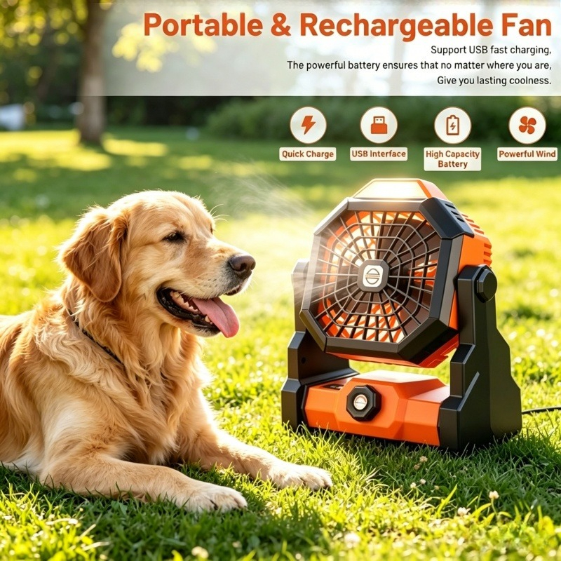 Outdoor Camping Hiking - 7800mAh Portable Rechargeable Camping Fan with