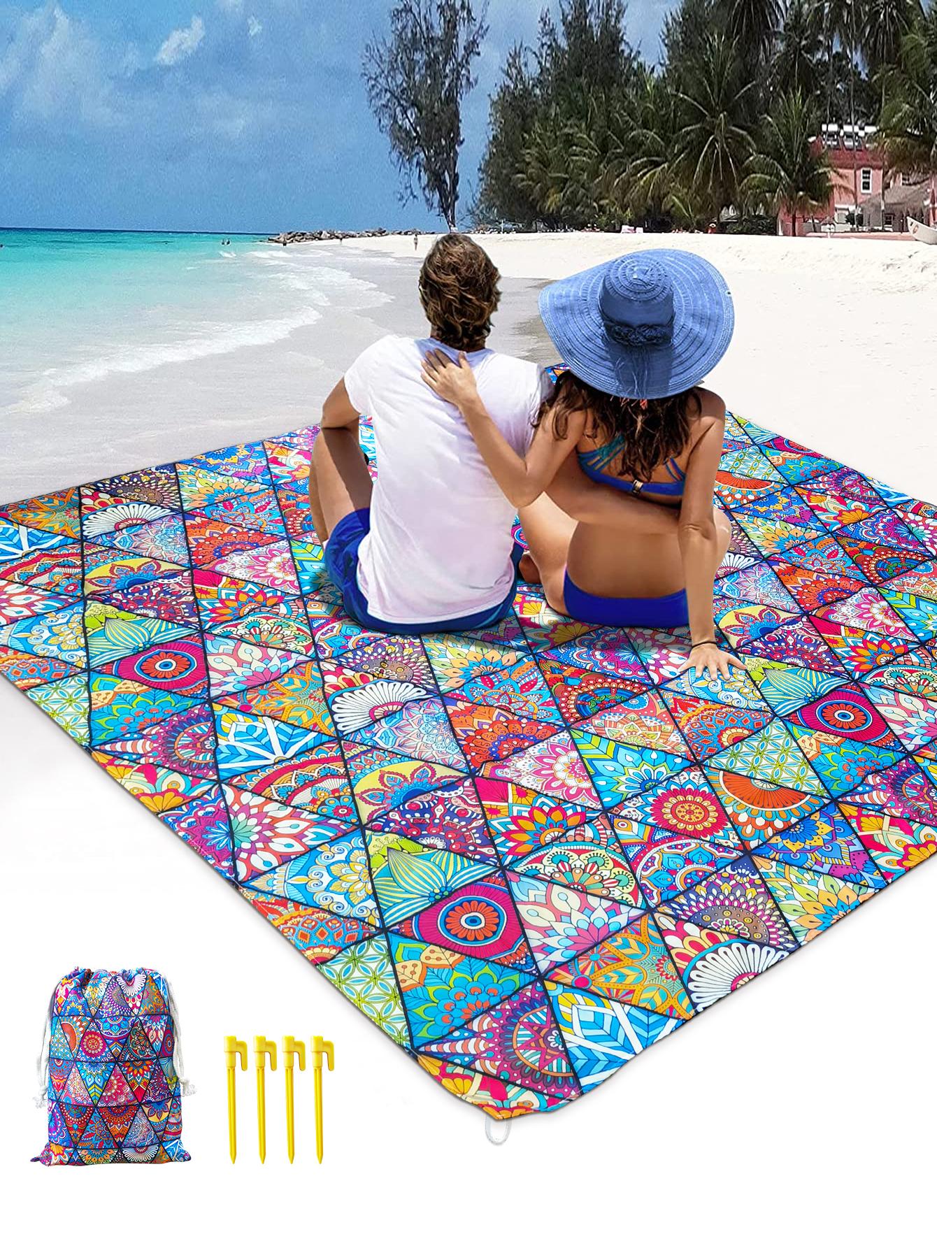 Outdoor Camping Essentials - 1pc Diamond-Shaped Mandala Printed Foldable Moisture-Proof,
