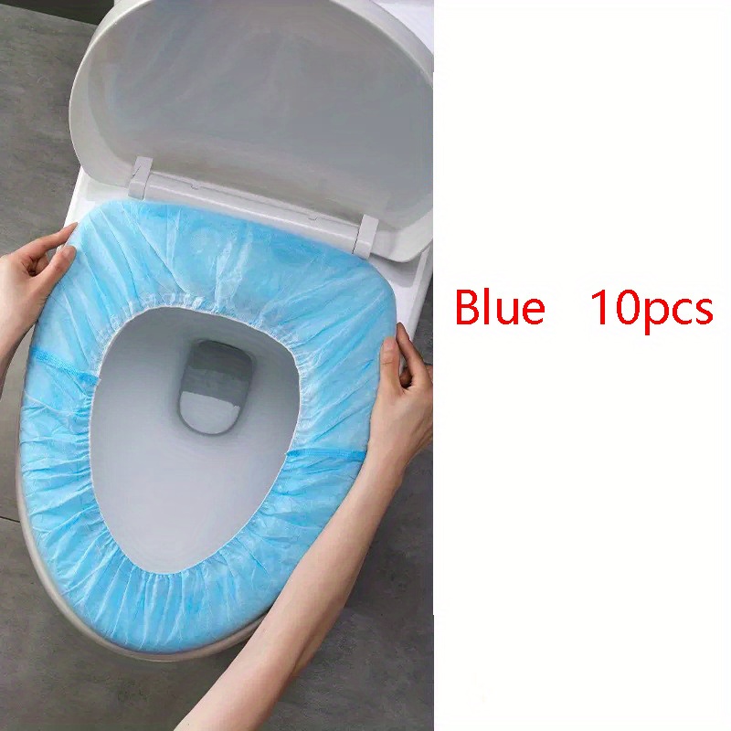 Outdoor Camping Essentials - 10Pcs Blue Disposable Toilet Seat Covers