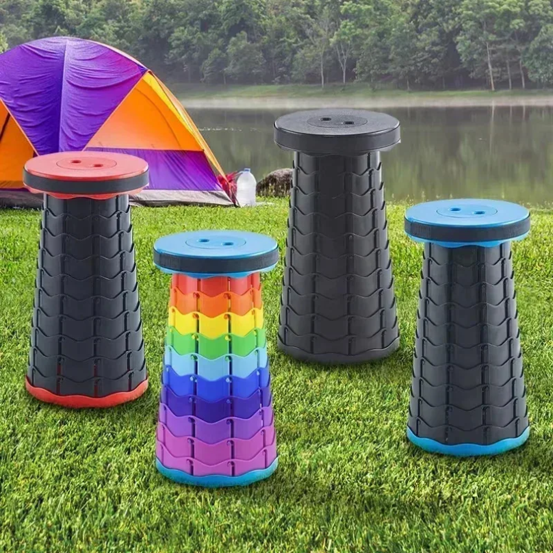 Outdoor Camping Chairs - Portable Plastic Folding Telescopic Chair, Lightweight
