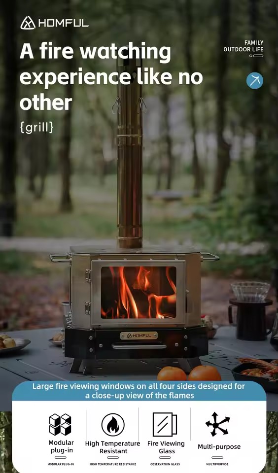 HOMFUL Portable Firewood Stove - Outdoor Camping Wood Burning Stove reseña y precio
