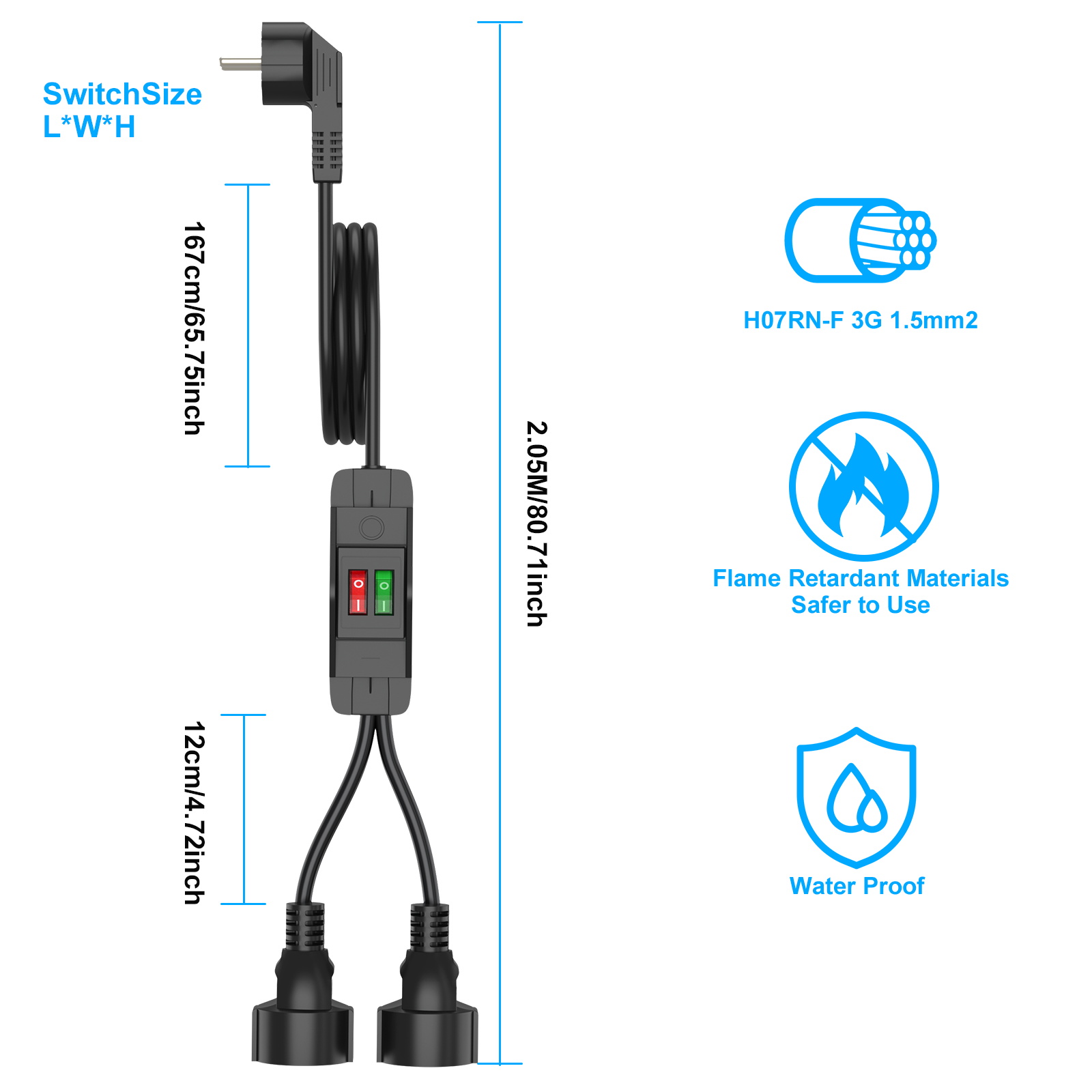 Eu plug 40cm/2m extension cord - Outdoor Camping Extension Cord reseña y precio