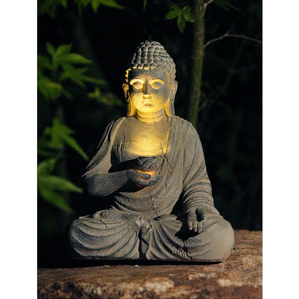 Resin Solar Buddha Statue Scul - Outdoor Camping Japan reseña y precio