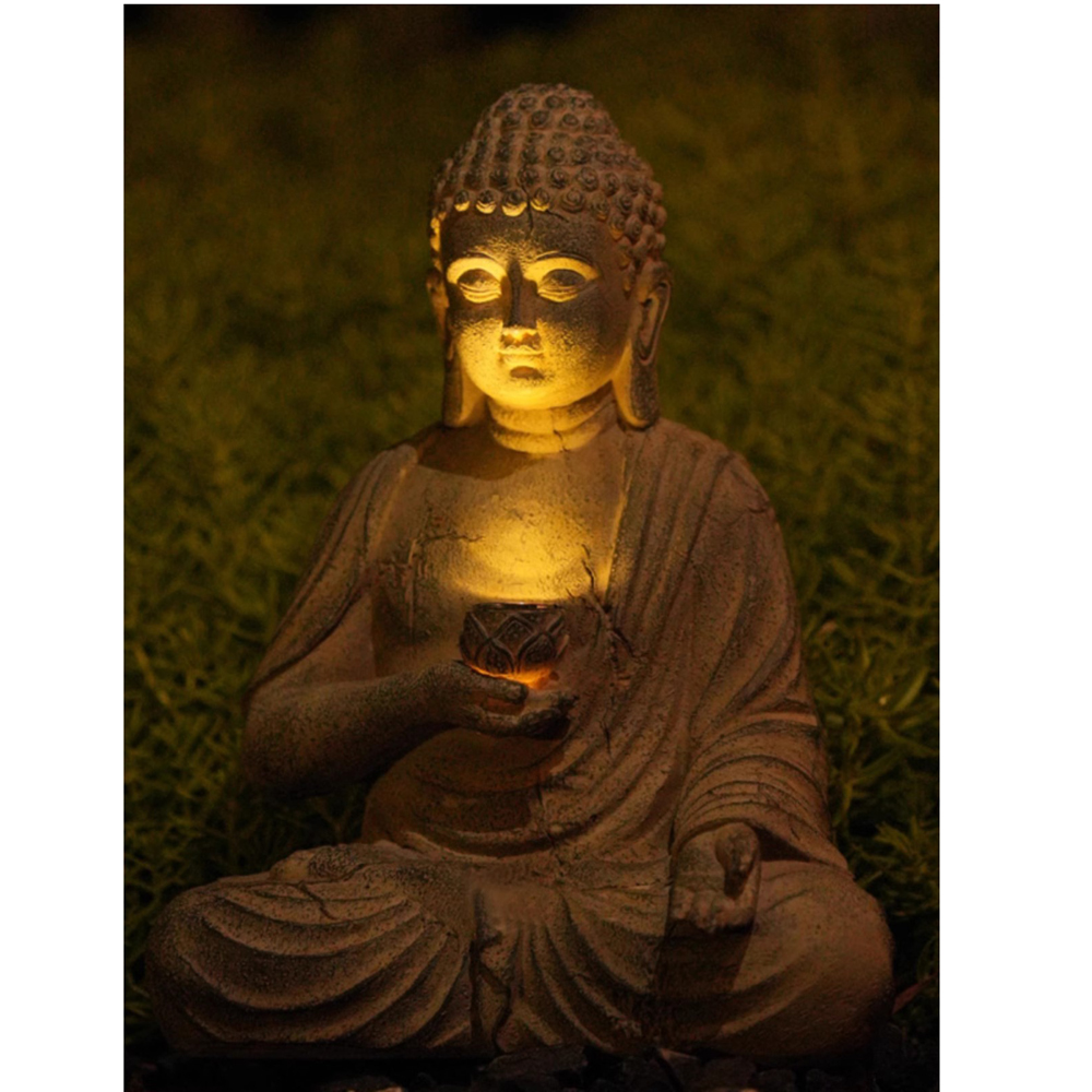 Resin Solar Buddha Statue Scul - Outdoor Camping Japan reseña y precio