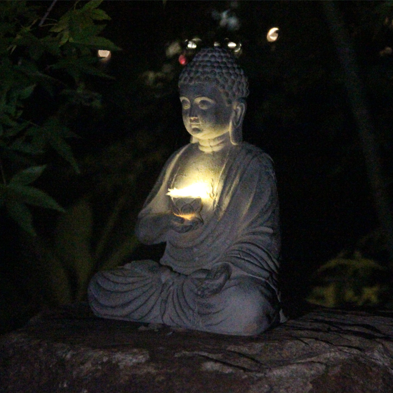 Resin Solar Buddha Statue Scul - Outdoor Camping Japan reseña y precio