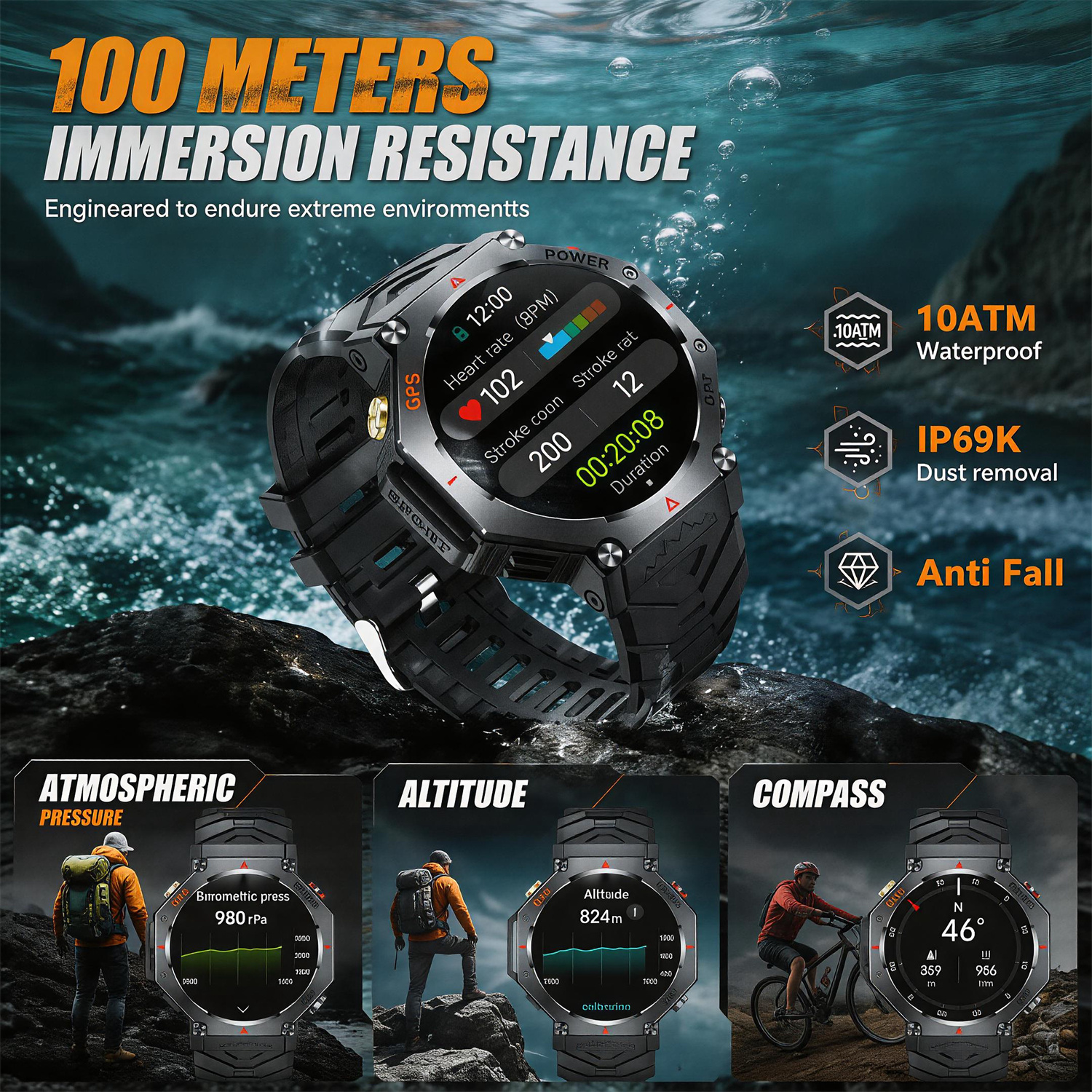 Military Smart Watch T-Rex 3 B - Outdoor Camping Japan reseña y precio