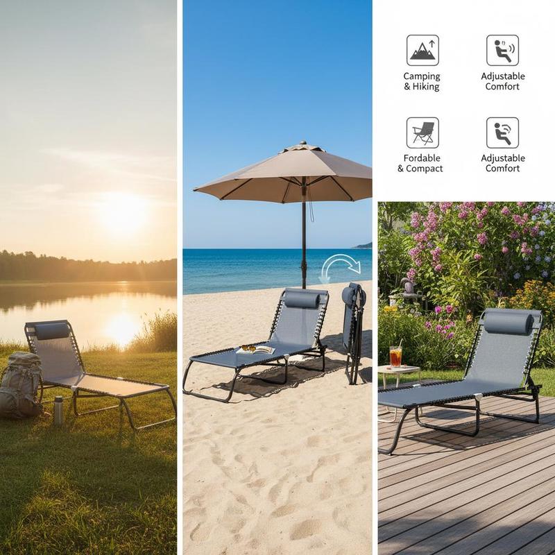 Foldable Sun Lounger, Outdoor  - Outdoor Camping Recliner Chairs reseña y precio