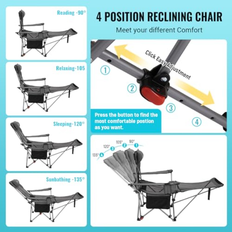 Outdoor 2-in-1 reclining campi - Outdoor Camping Recliner Chairs reseña y precio