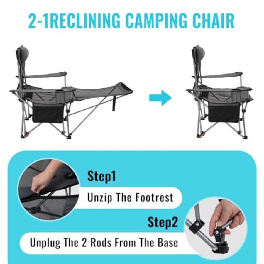 Outdoor 2-in-1 reclining campi - Outdoor Camping Recliner Chairs reseña y precio
