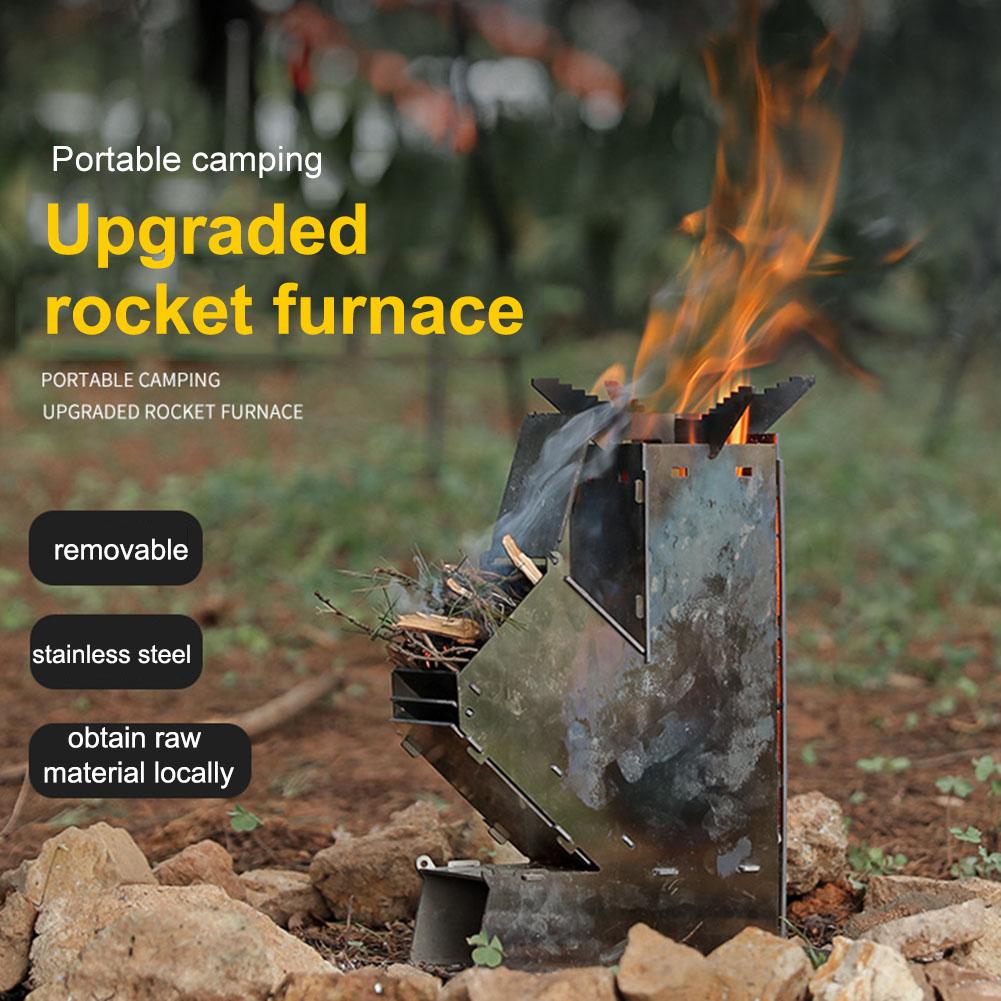 BBQ Rocket Stove Stainless Ste - Outdoor Camping Wood Burning Stove reseña y precio