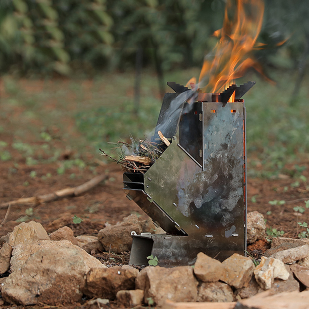 BBQ Rocket Stove Stainless Ste - Outdoor Camping Wood Burning Stove reseña y precio