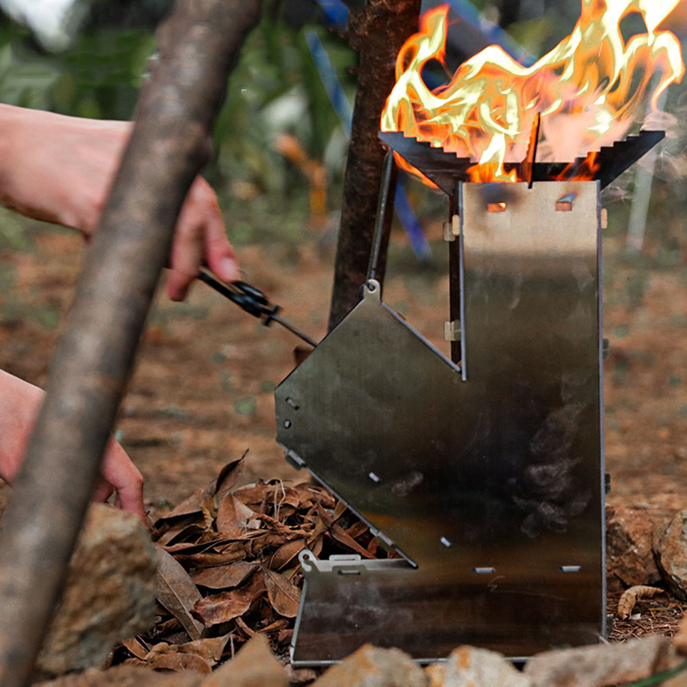 BBQ Rocket Stove Stainless Ste - Outdoor Camping Wood Burning Stove reseña y precio