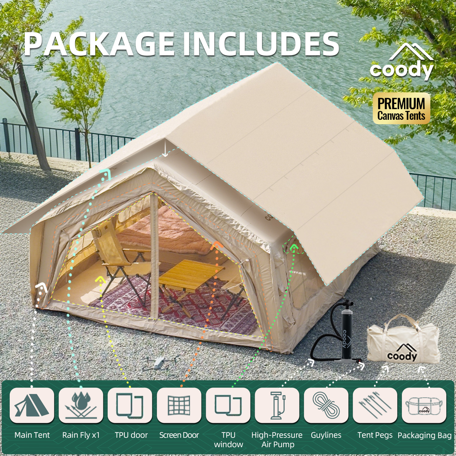 Coody 13.6 Air Tent-Beige Infl - Outdoor Camping And Glamping reseña y precio