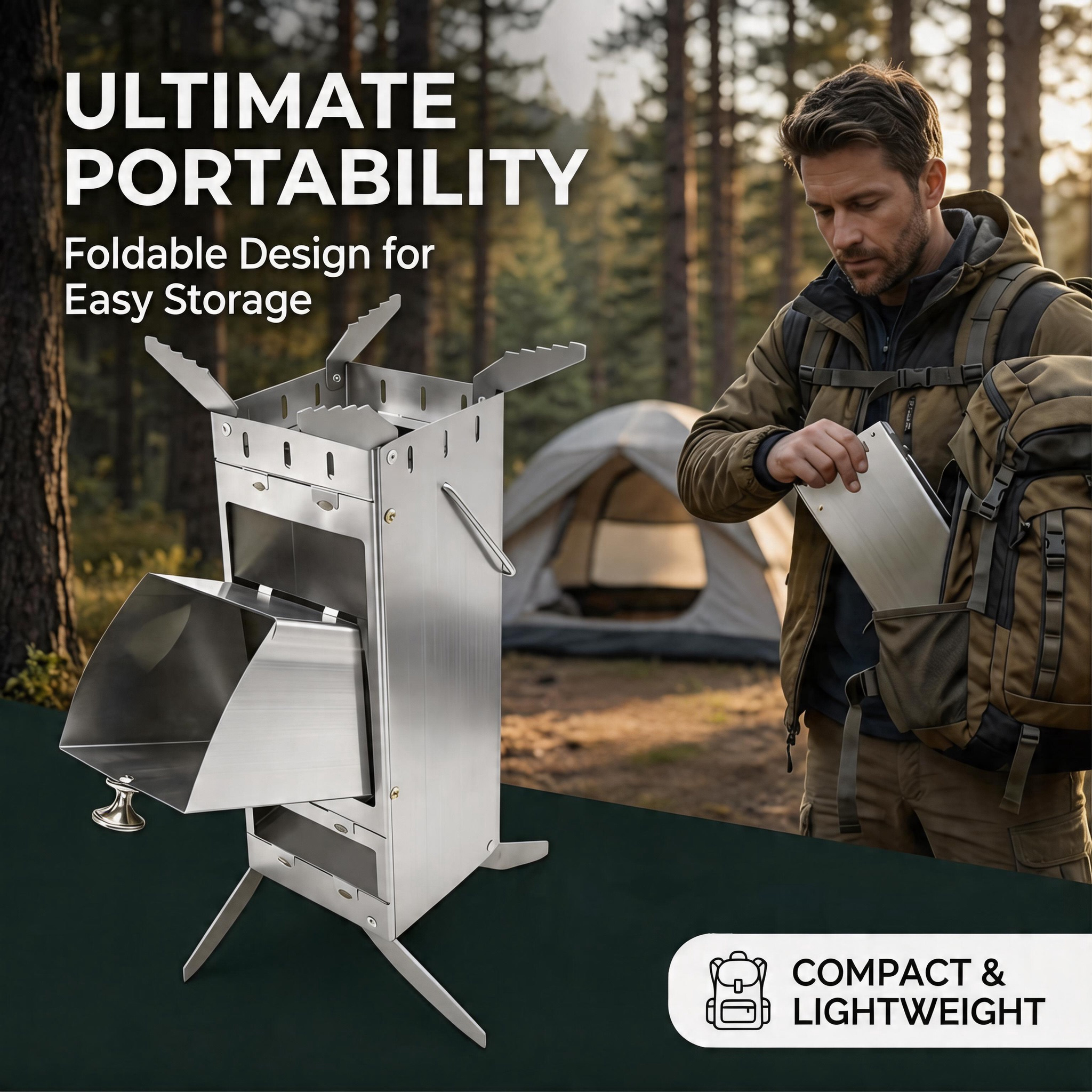 Portable Foldable Rocket Stove - Outdoor Camping Wood Burning Stove reseña y precio