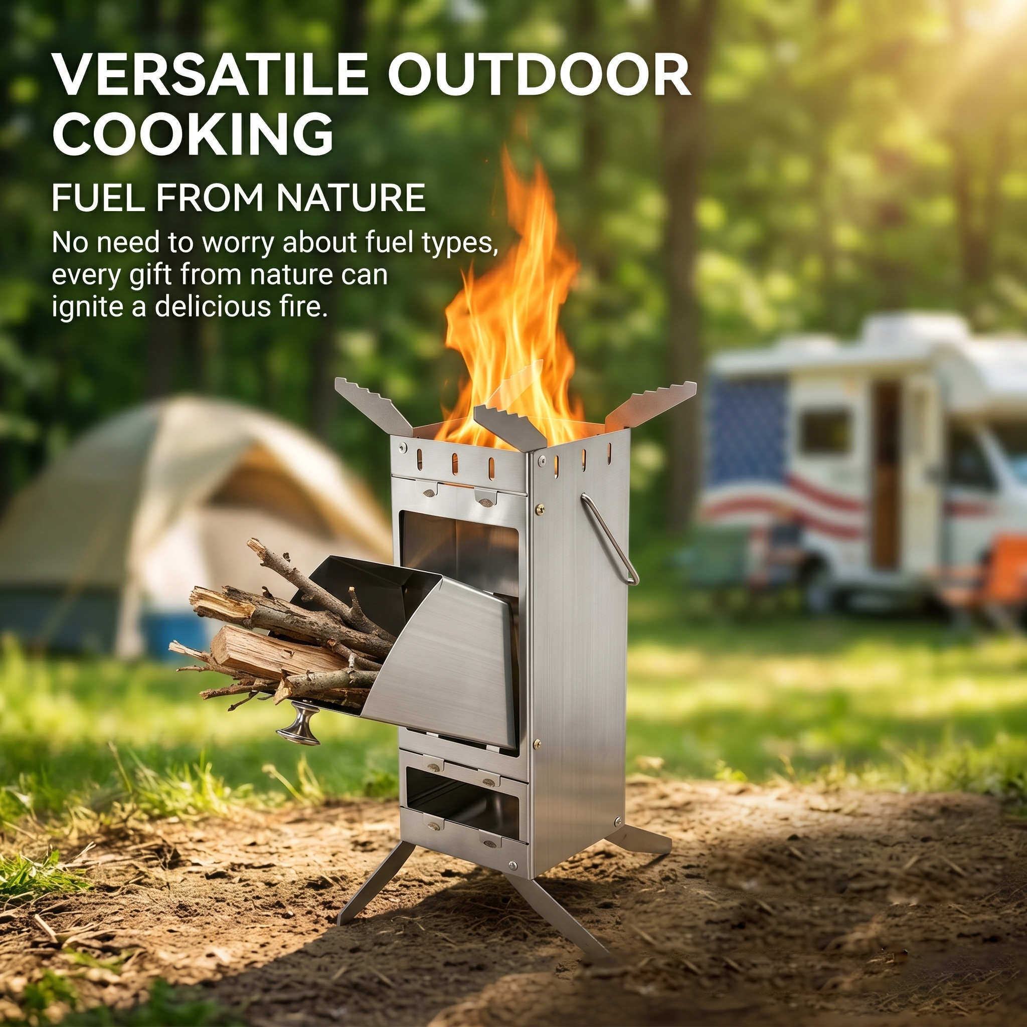 Portable Foldable Rocket Stove - Outdoor Camping Wood Burning Stove reseña y precio