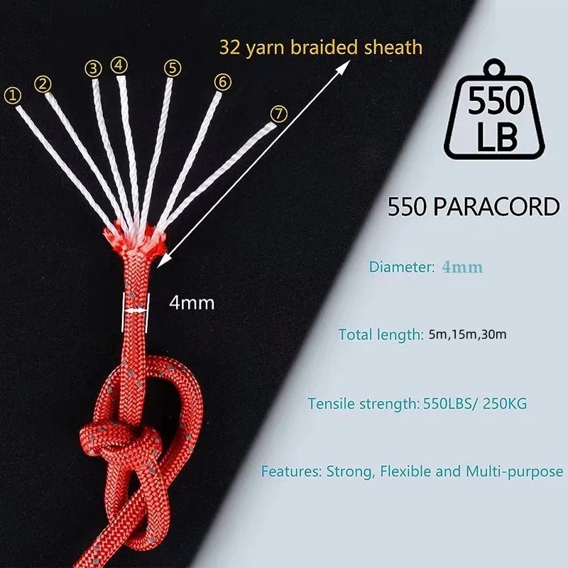 Reflective Paracord 550 Milita - Outdoor Camping Extension Cord reseña y precio
