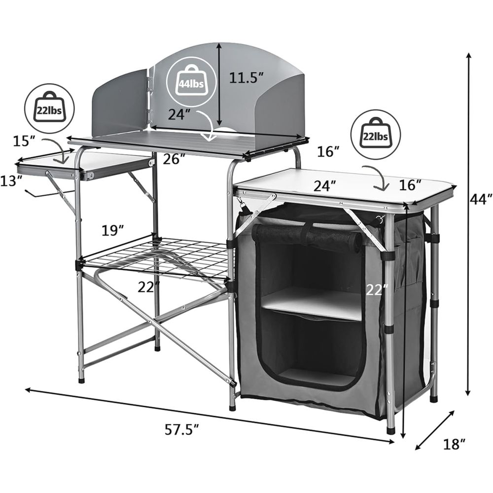 Camping Kitchen Table, Portabl - Outdoor Camping Table With Storage reseña y precio