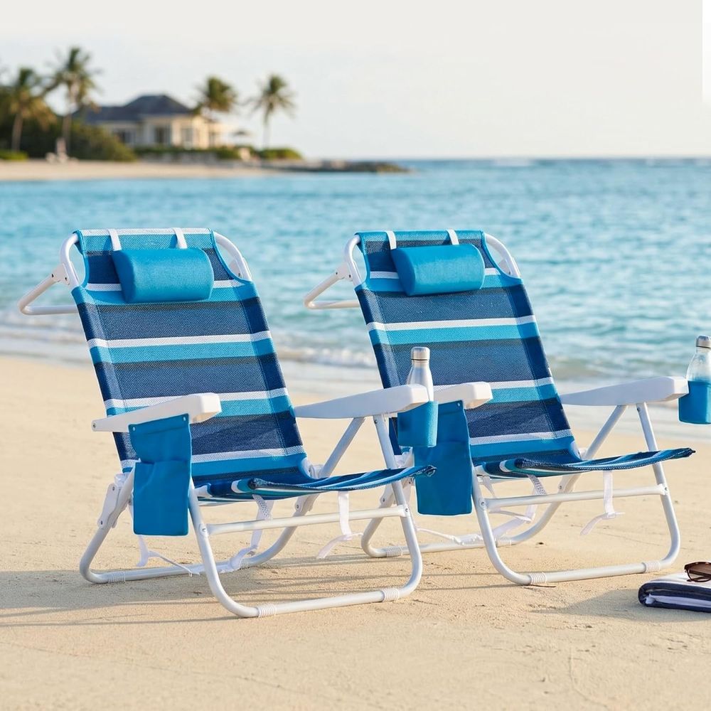 2-Piece Reclining Beach Chairs - Outdoor Camping Recliner Chairs reseña y precio